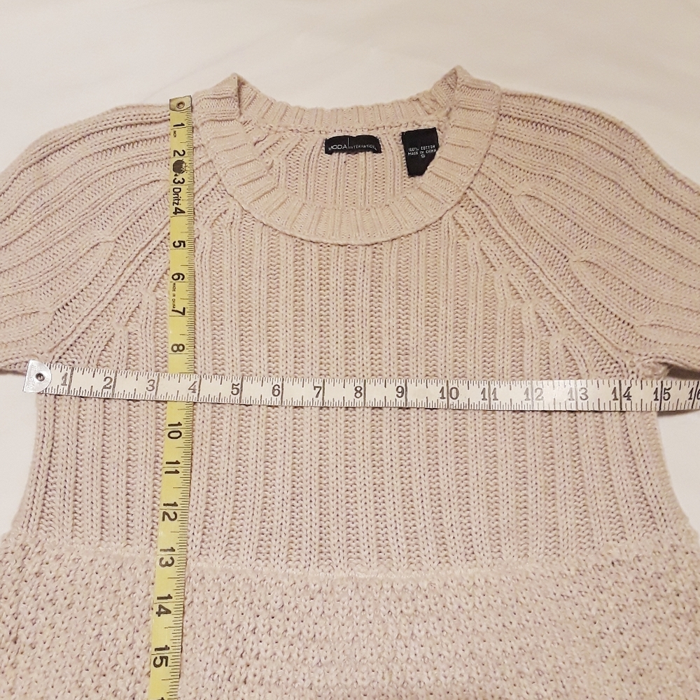 MODA INTERNATIONAL (VICTORIA'S SECRET) Cream Knit Short Sleeve Dress Small - Picture 5 of 7